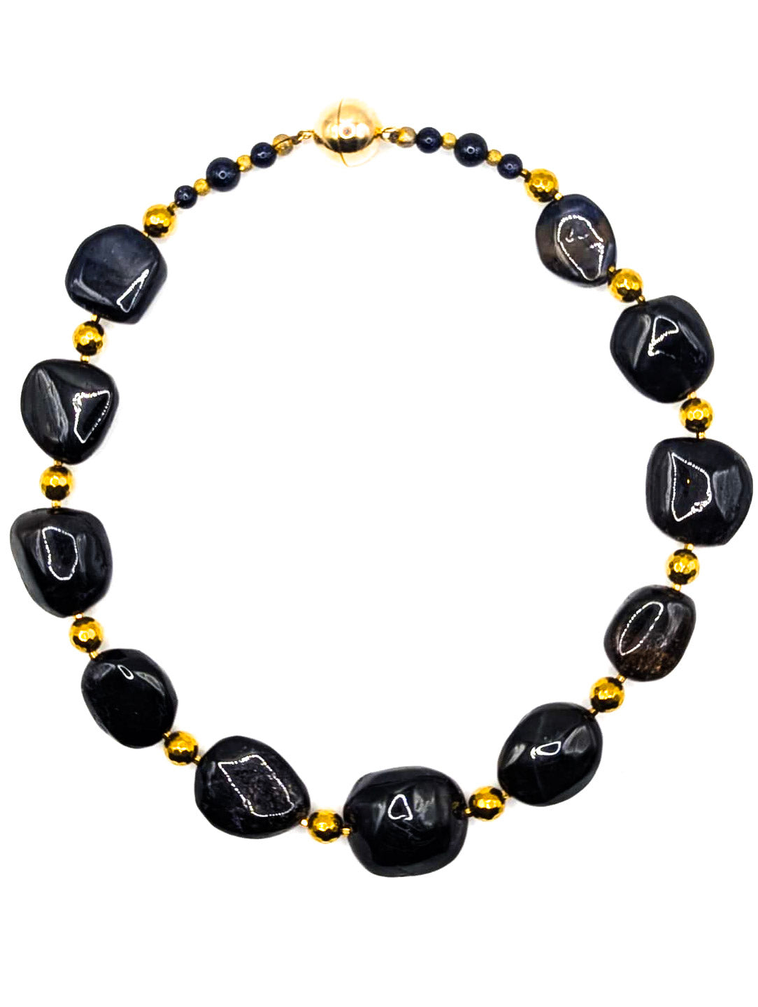 HAUTE : Iolite, Hematite, Goldstone Necklace H/34
