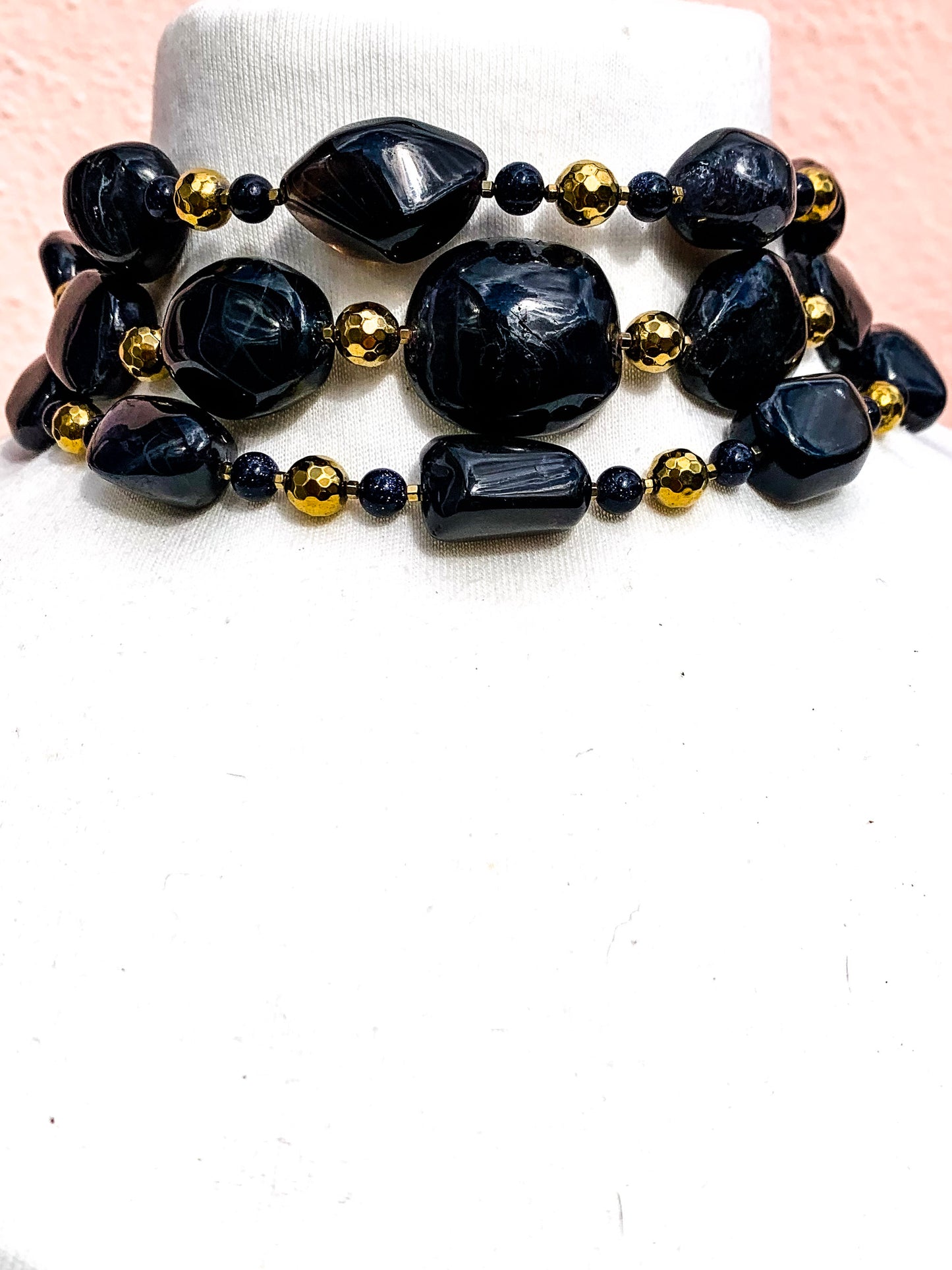 HAUTE : Iolite, Hematite, Goldstone Necklace / H35