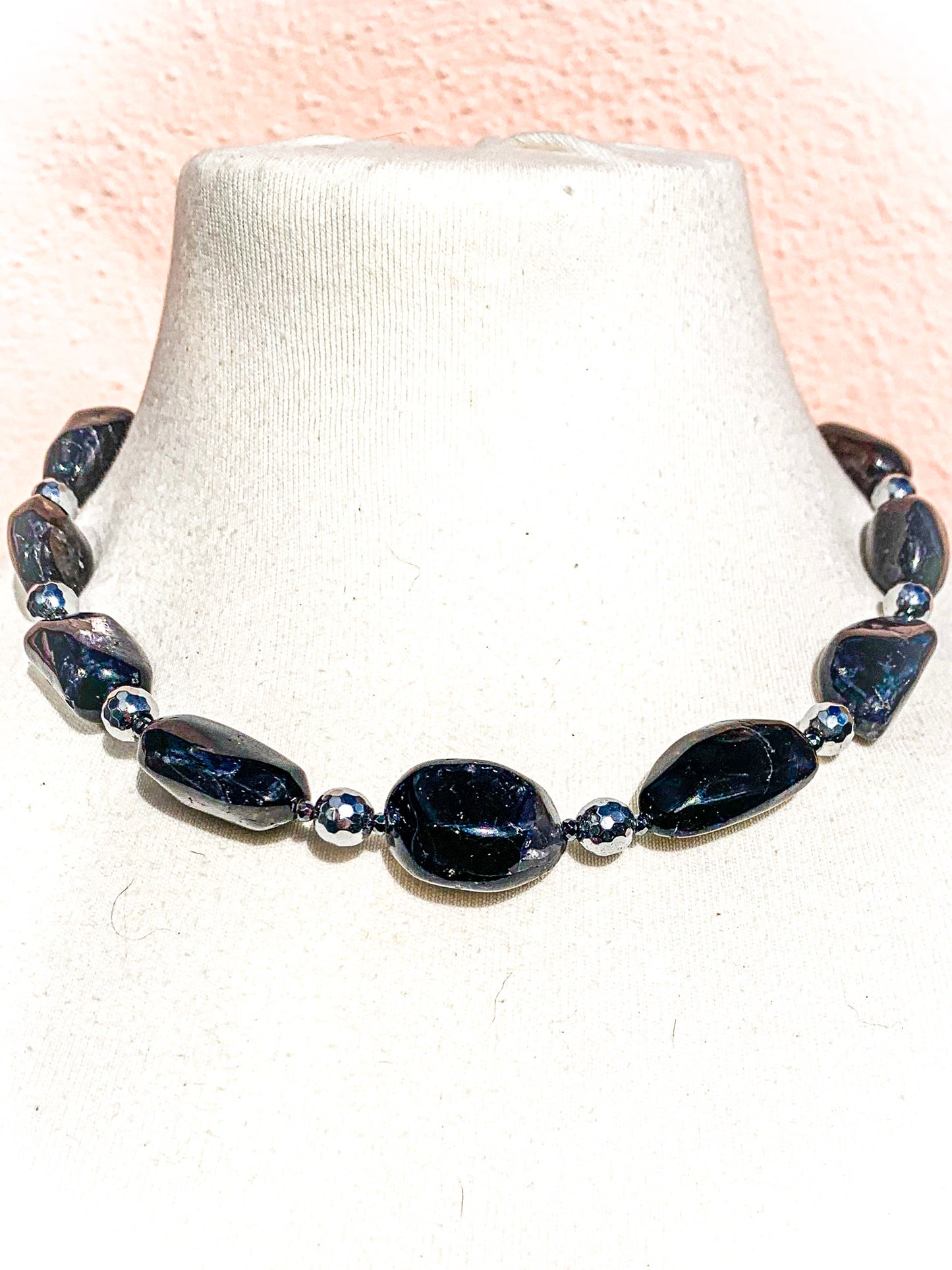 HAUTE : Iolite, Hematite,Goldstone Necklace / H32