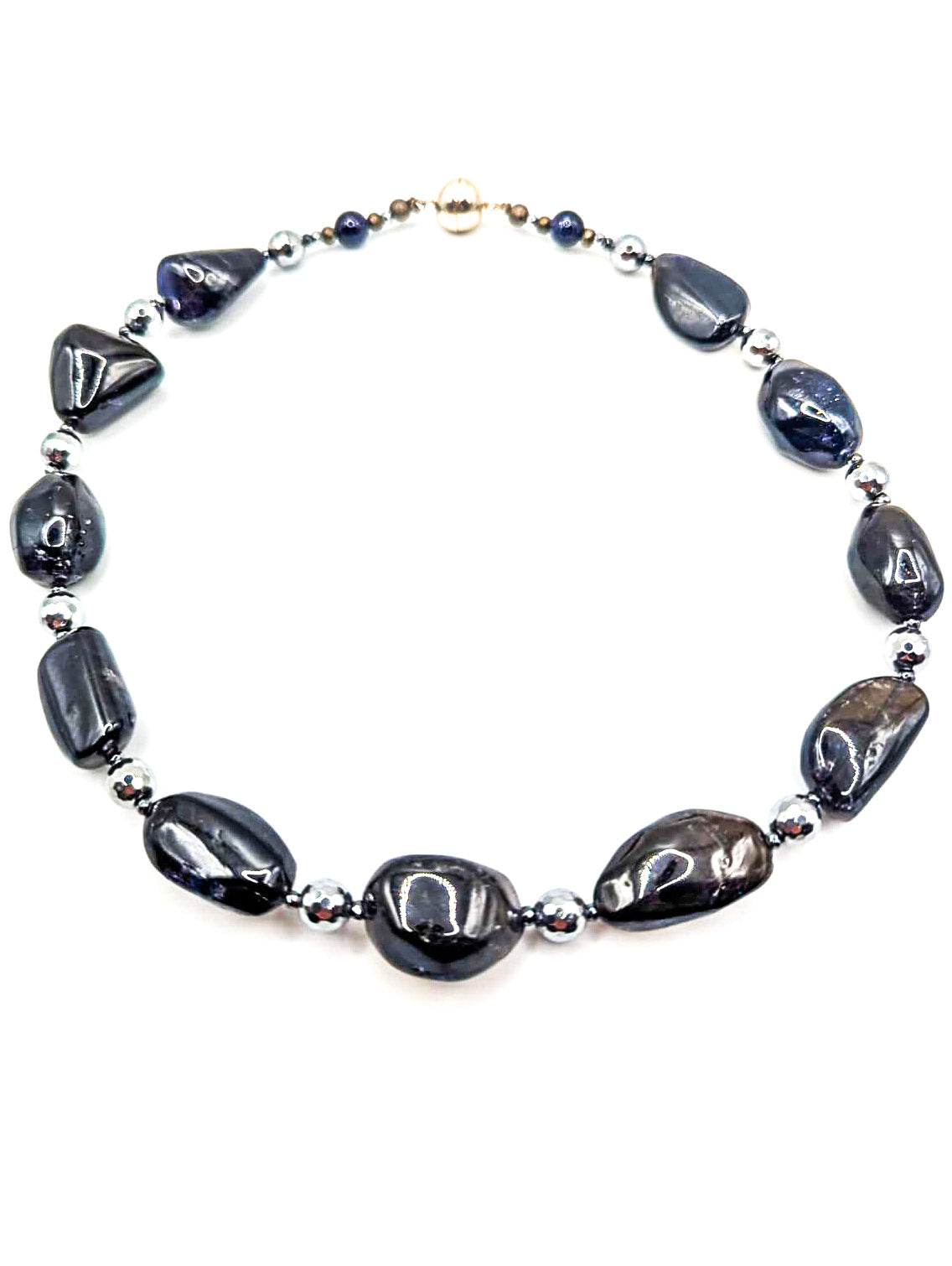 HAUTE : Iolite, Hematite,Goldstone Necklace / H32