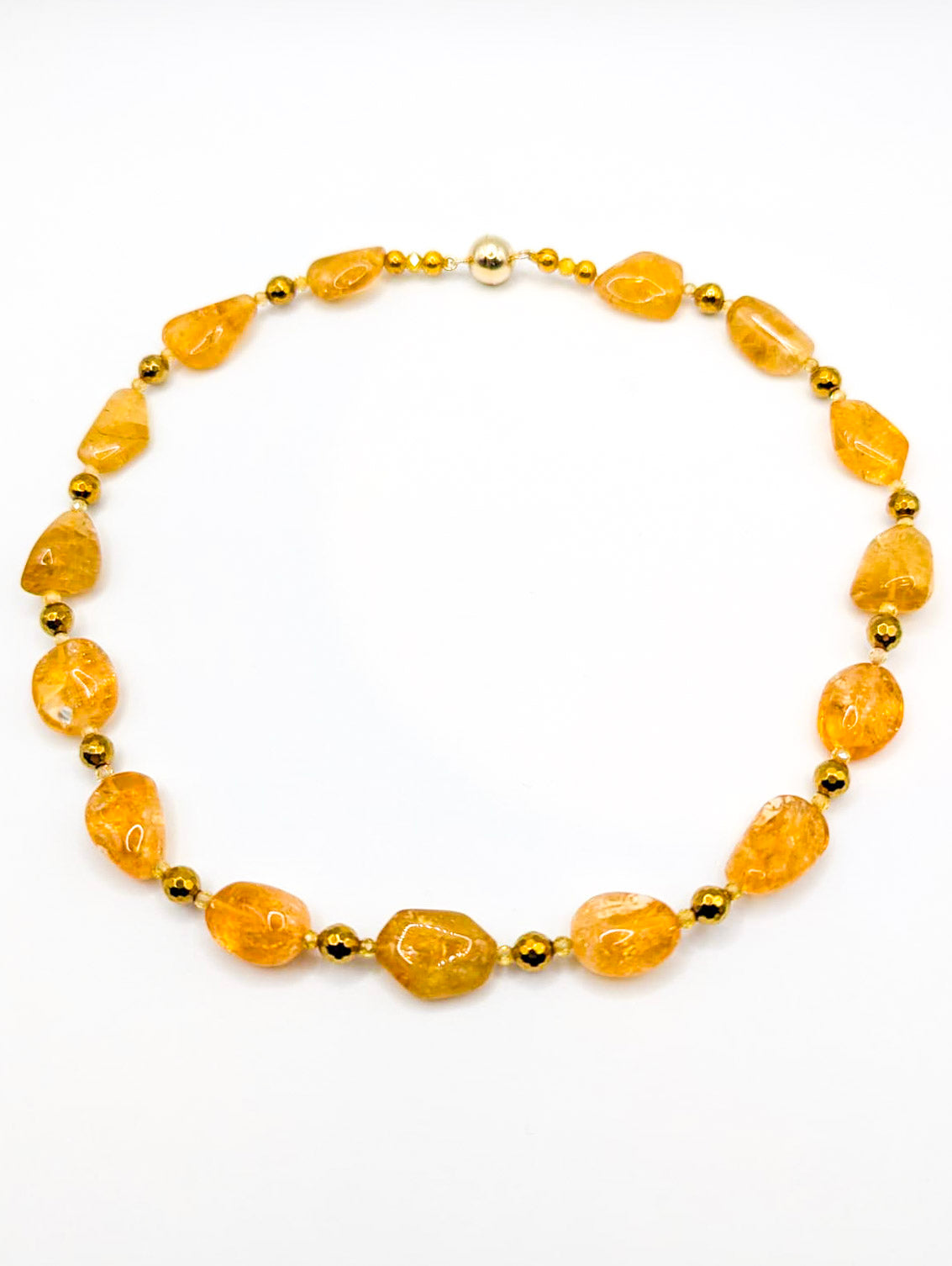 HAUTE: Citrine, Hematite and Cubic Zirconia Necklace /H2