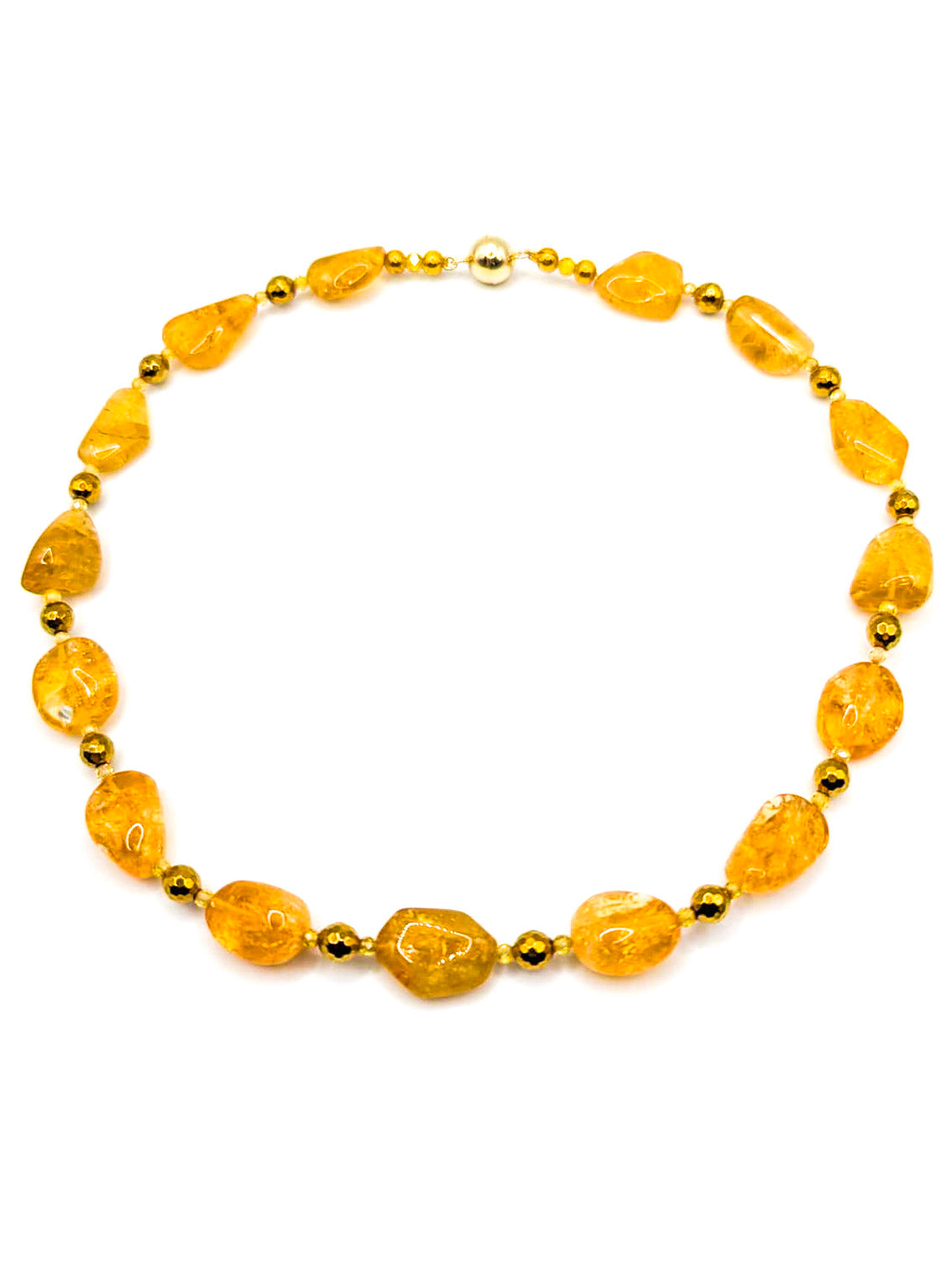 HAUTE: Citrine, Hematite and Cubic Zirconia Necklace /H2