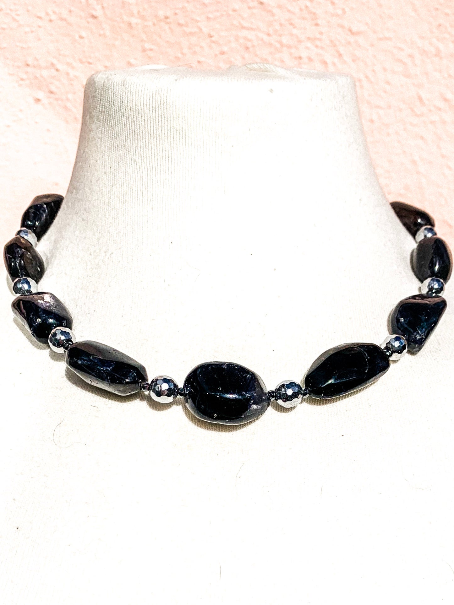 HAUTE : Iolite, Hematite,Goldstone Necklace / H32