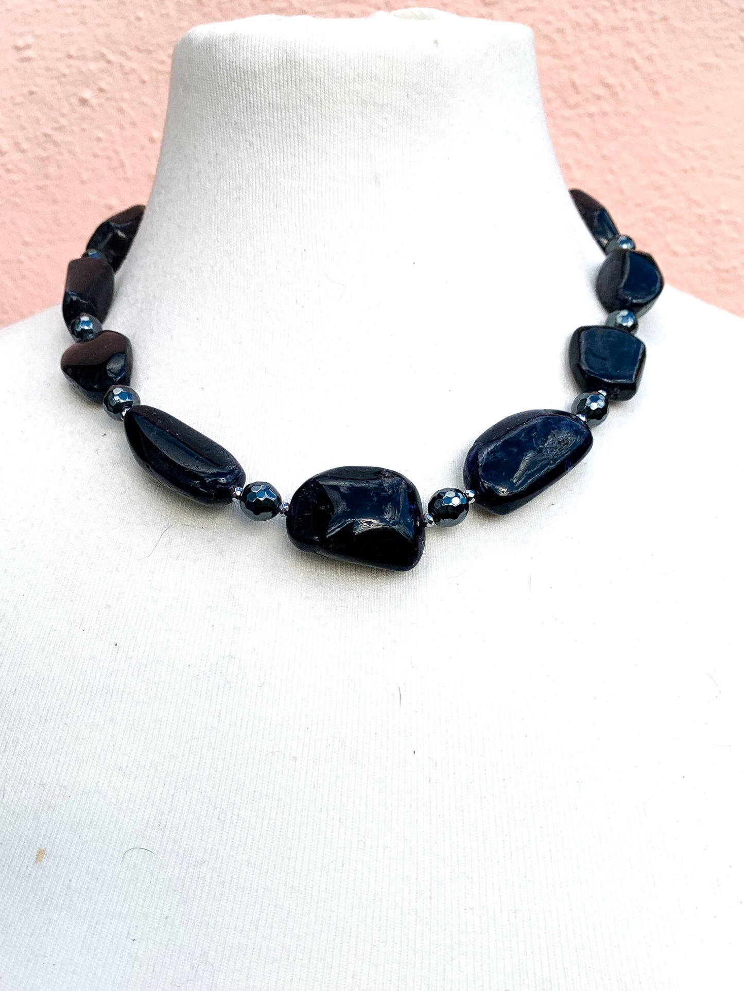 HAUTE : Iolite and Hematite Necklace / H33