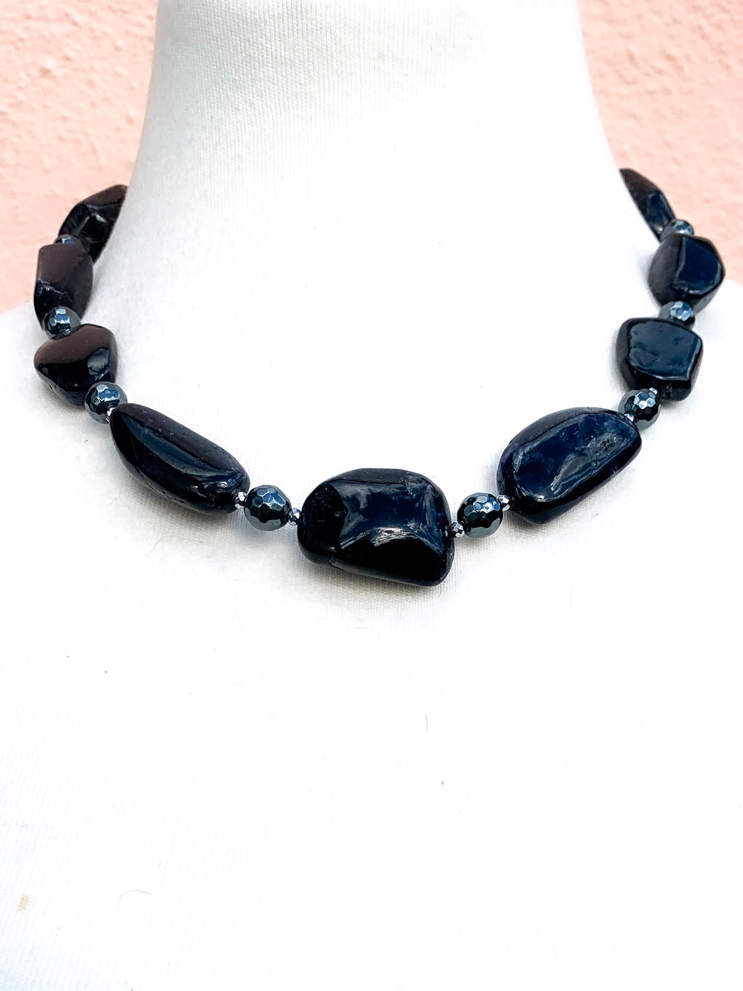 HAUTE : Iolite and Hematite Necklace / H33