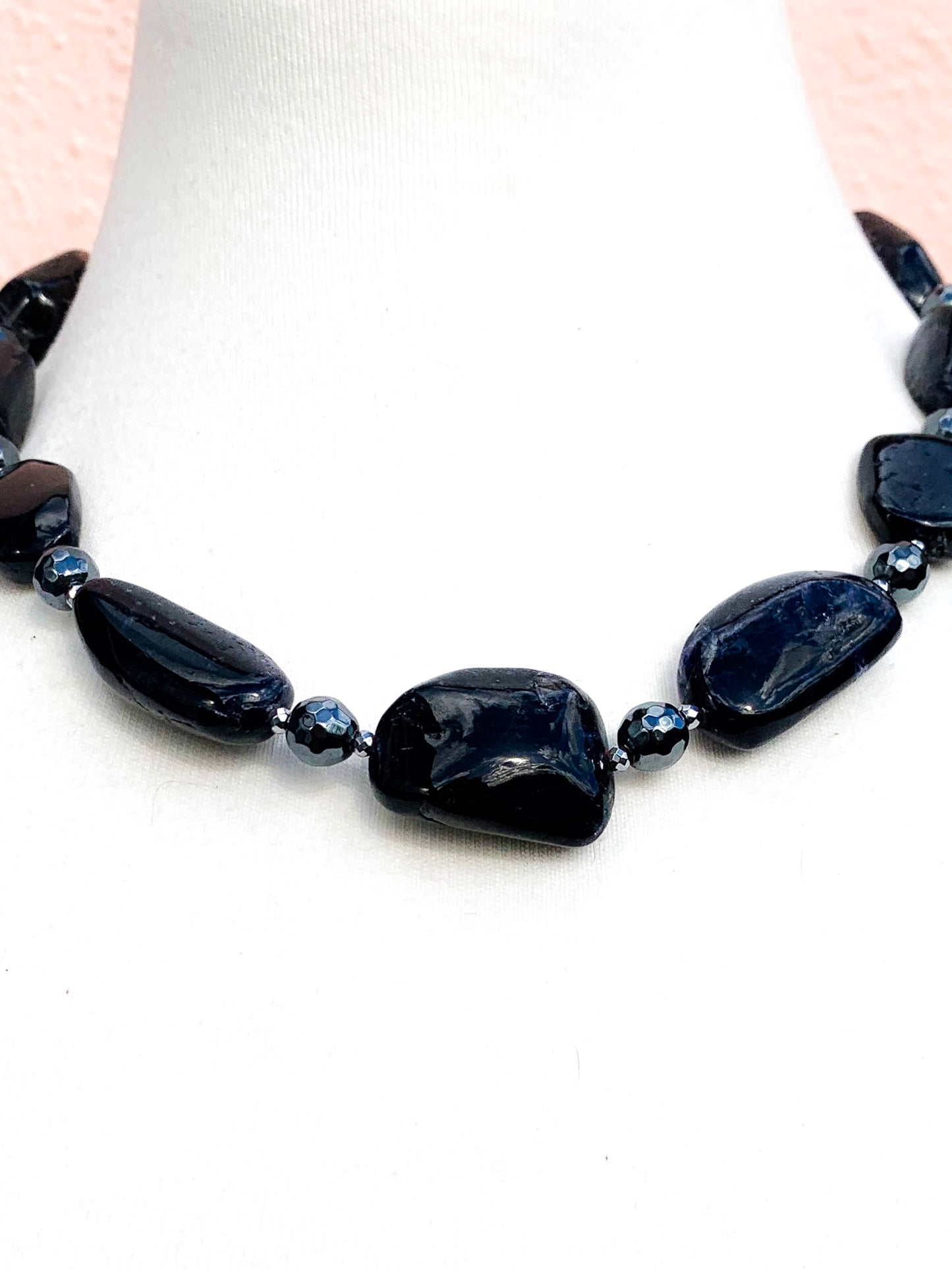 HAUTE : Iolite and Hematite Necklace / H33