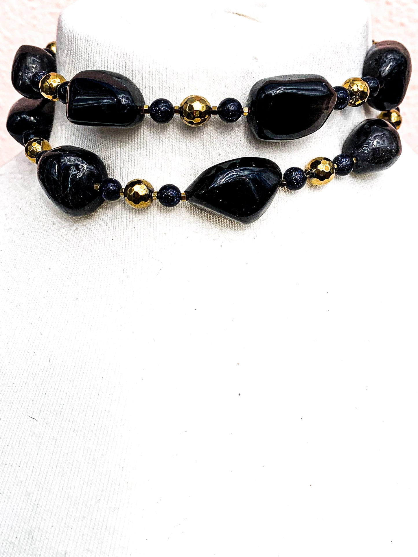 HAUTE : Iolite, Hematite, Goldstone Necklace / H35