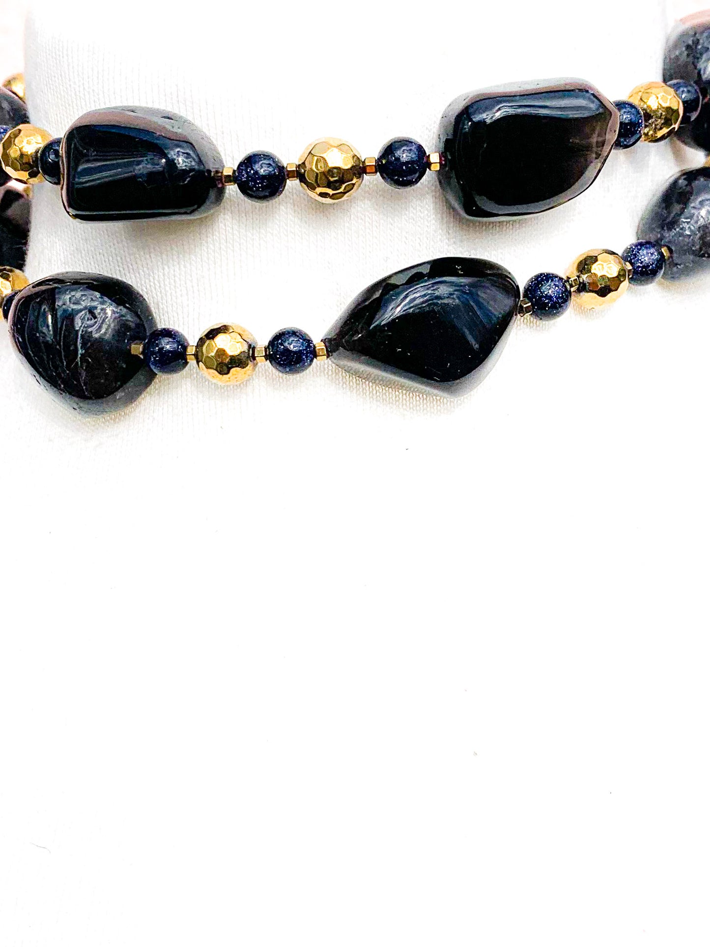HAUTE : Iolite, Hematite, Goldstone Necklace / H35