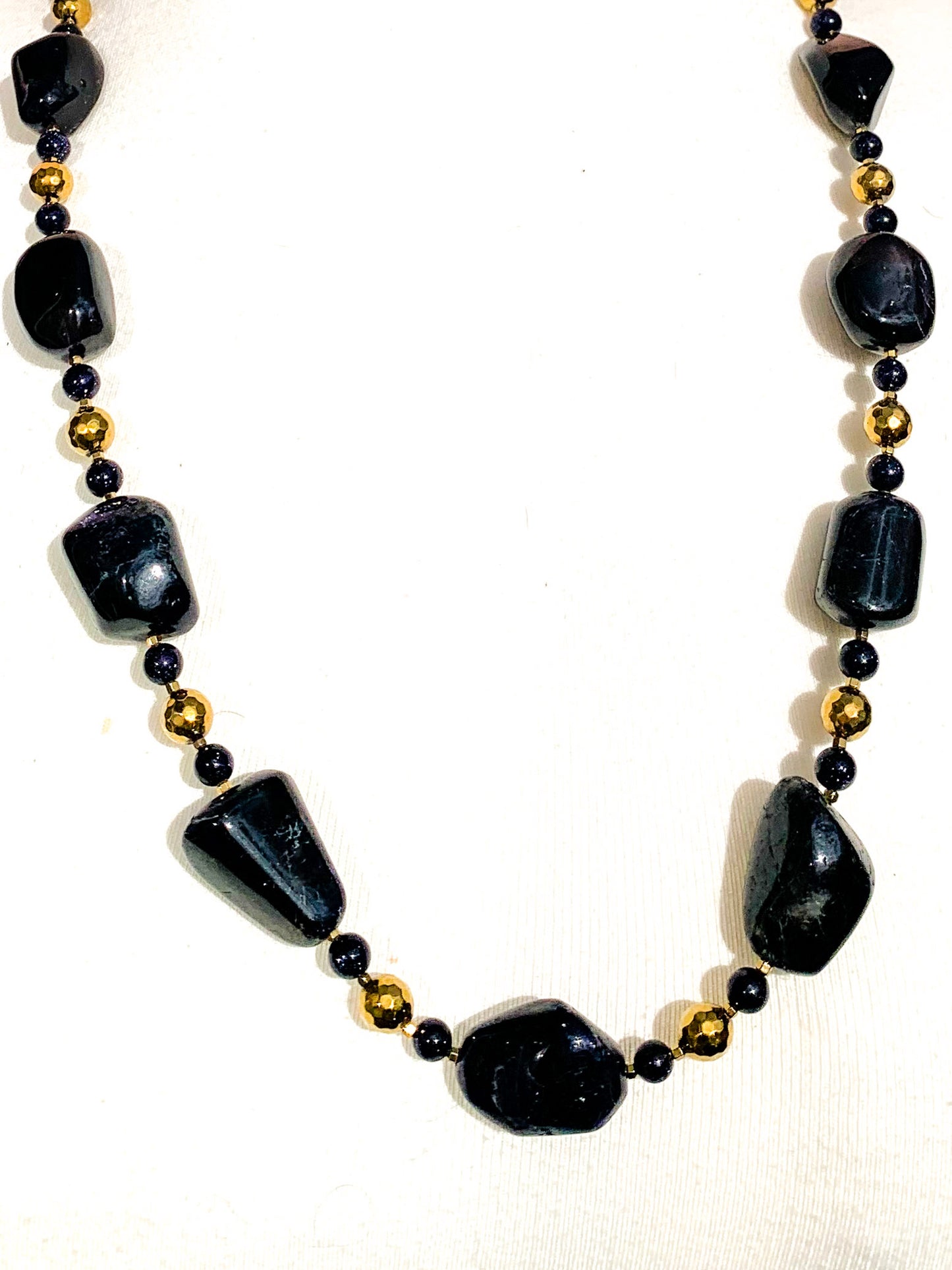 HAUTE : Iolite, Hematite, Goldstone Necklace / H35