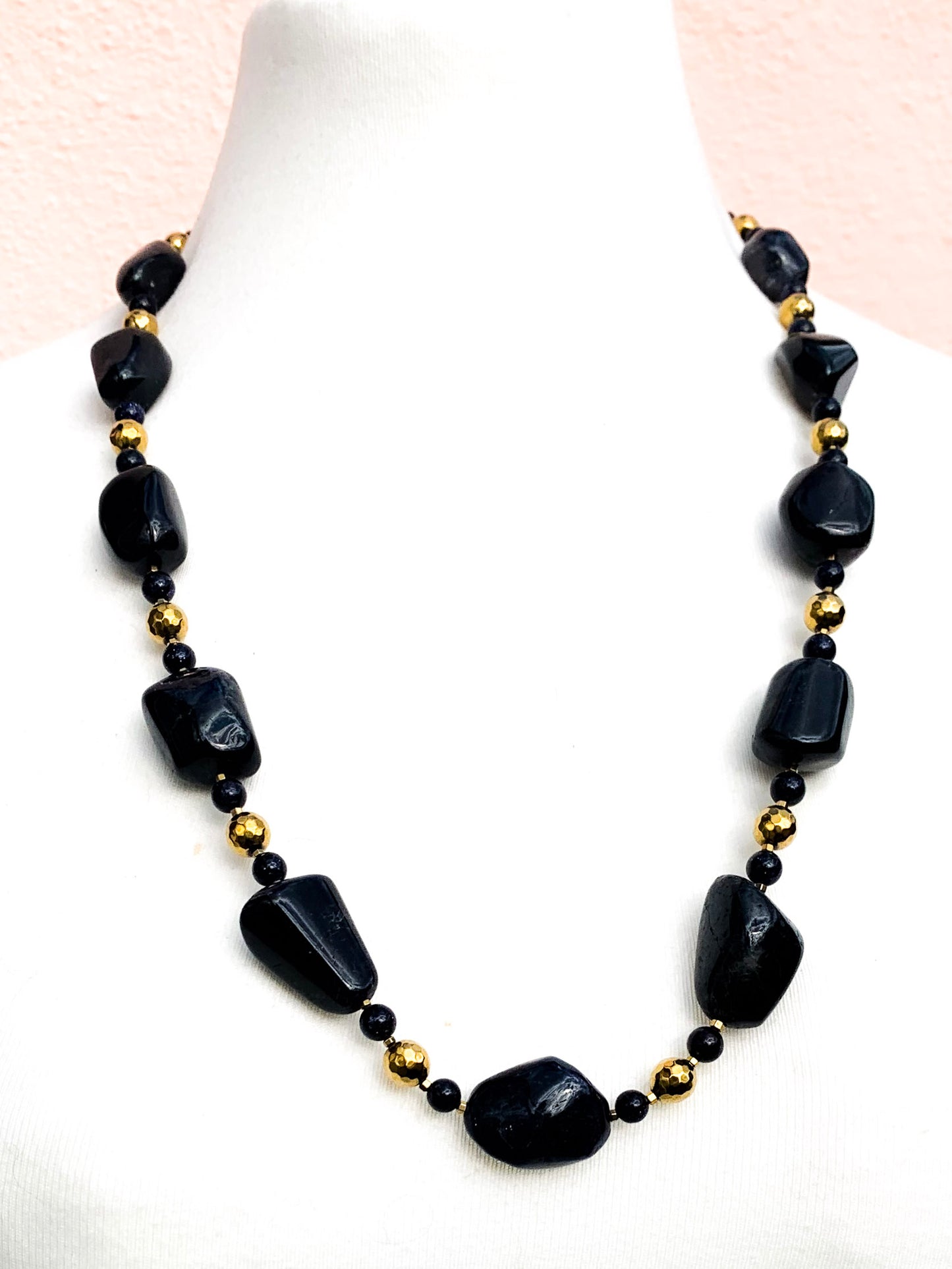 HAUTE : Iolite, Hematite, Goldstone Necklace / H35