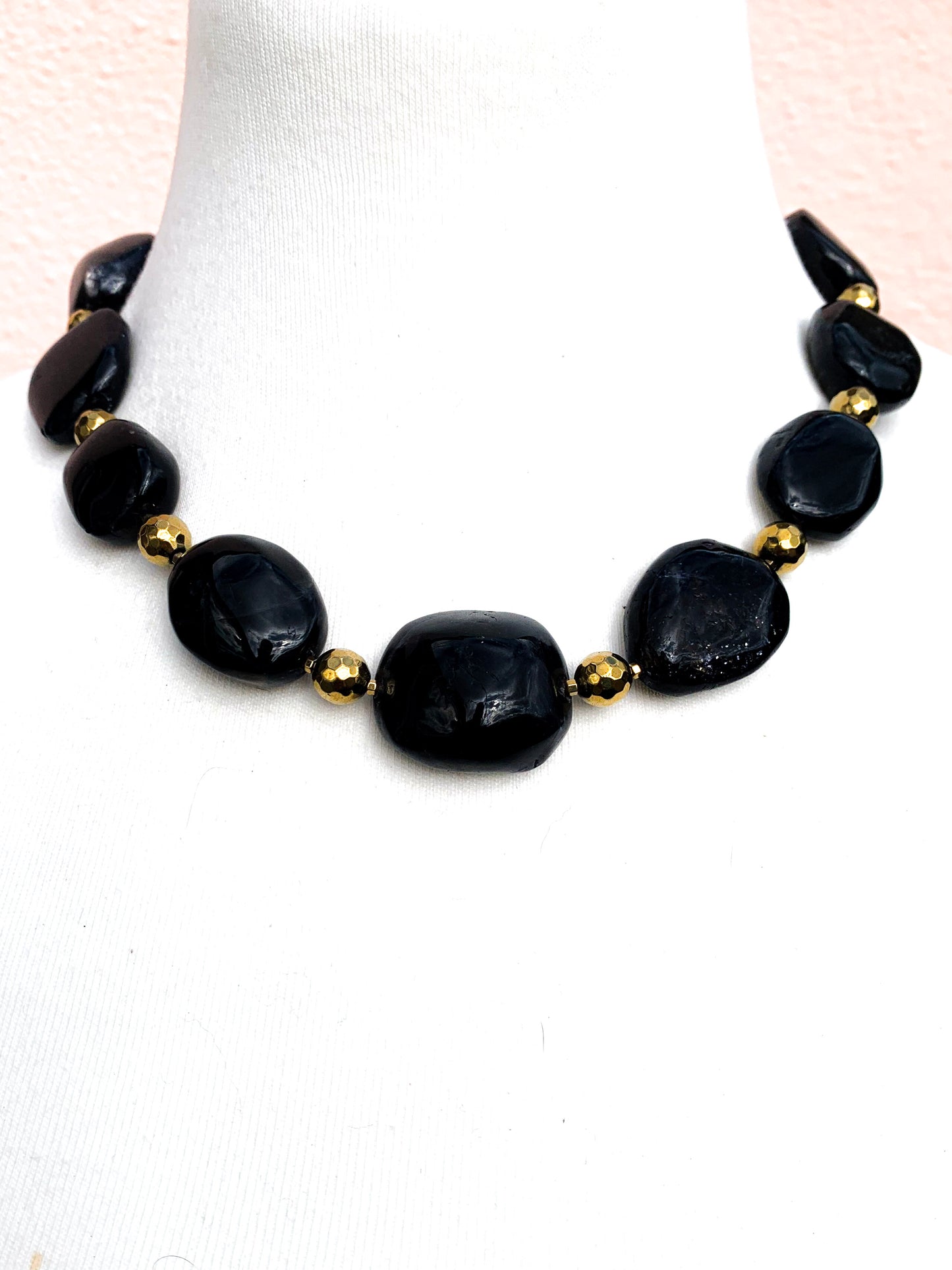 HAUTE : Iolite, Hematite, Goldstone Necklace H/34