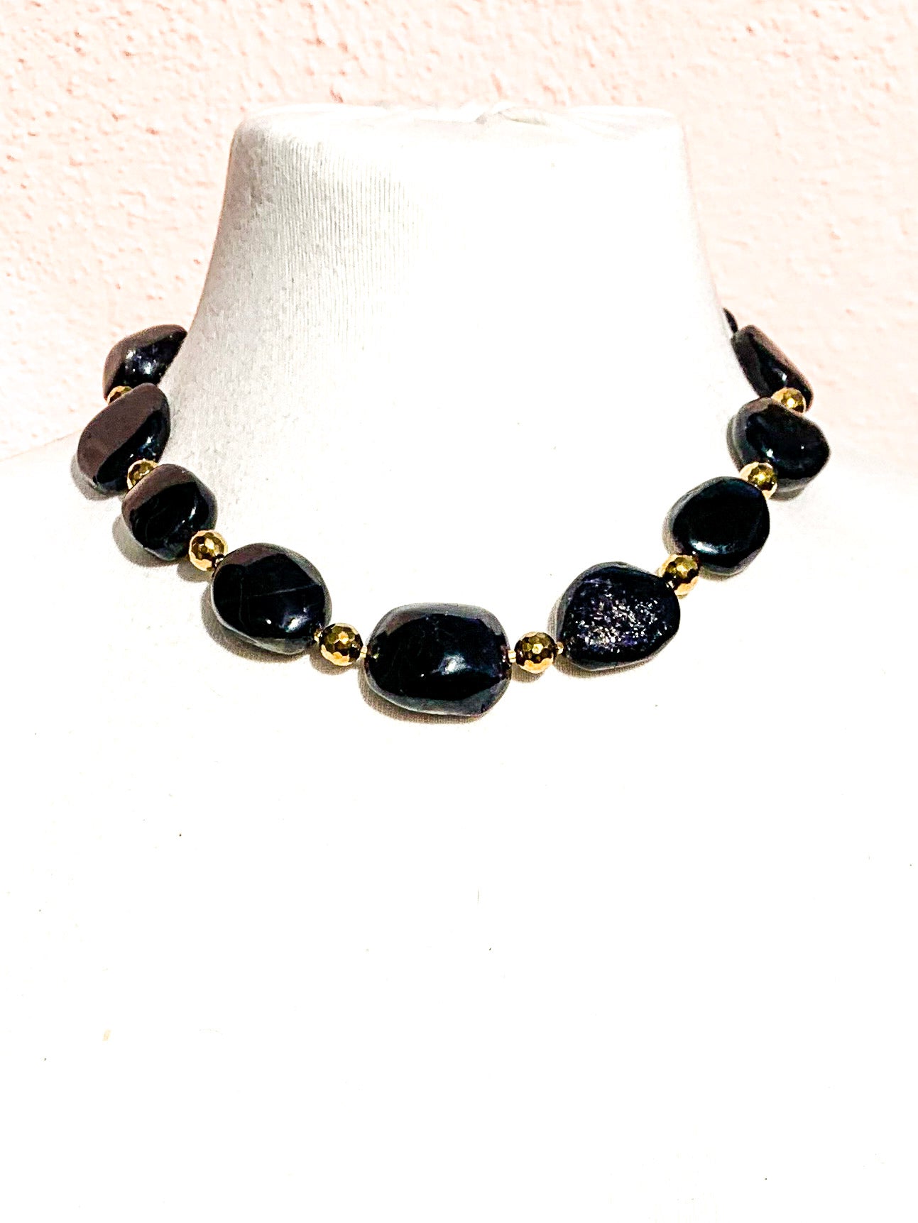HAUTE : Iolite, Hematite, Goldstone Necklace H/34