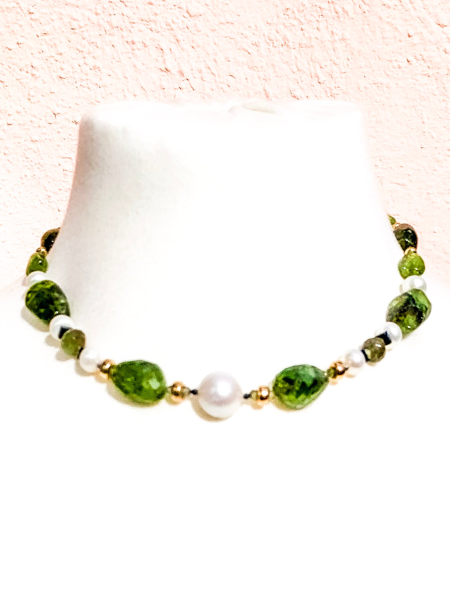 HAUTE - Art Deco - Peridot, Watermelon Tourmaline, Unikite, CZ, Hematite Necklace - Short / H45AD