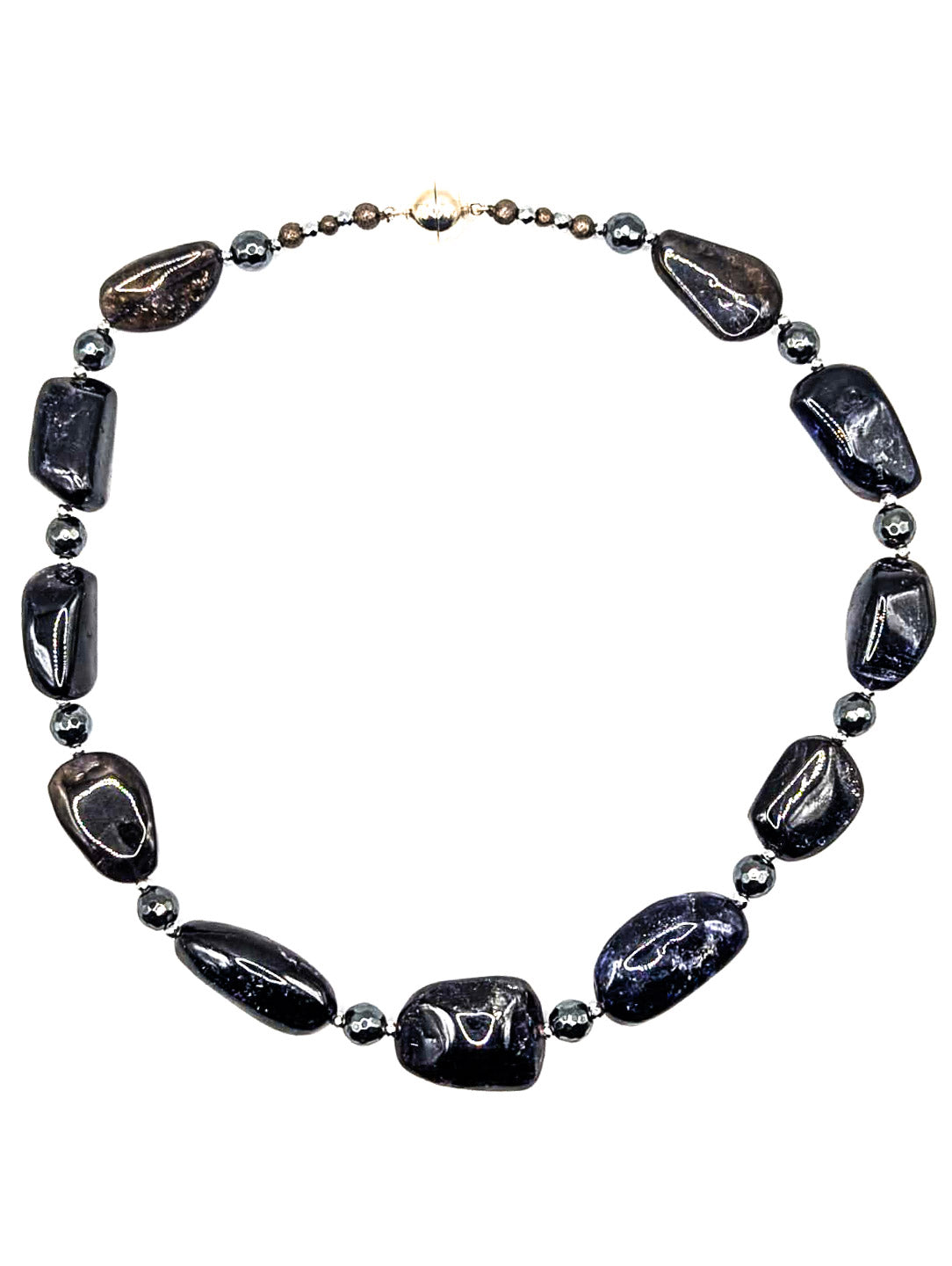 HAUTE : Iolite and Hematite Necklace / H33