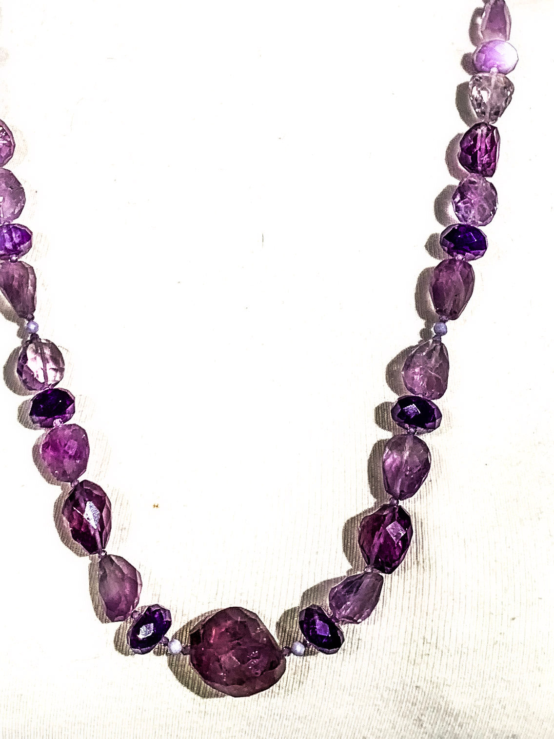 HAUTE : 3 colour Amethyst, CZ & Rock Crystal Necklace / H39