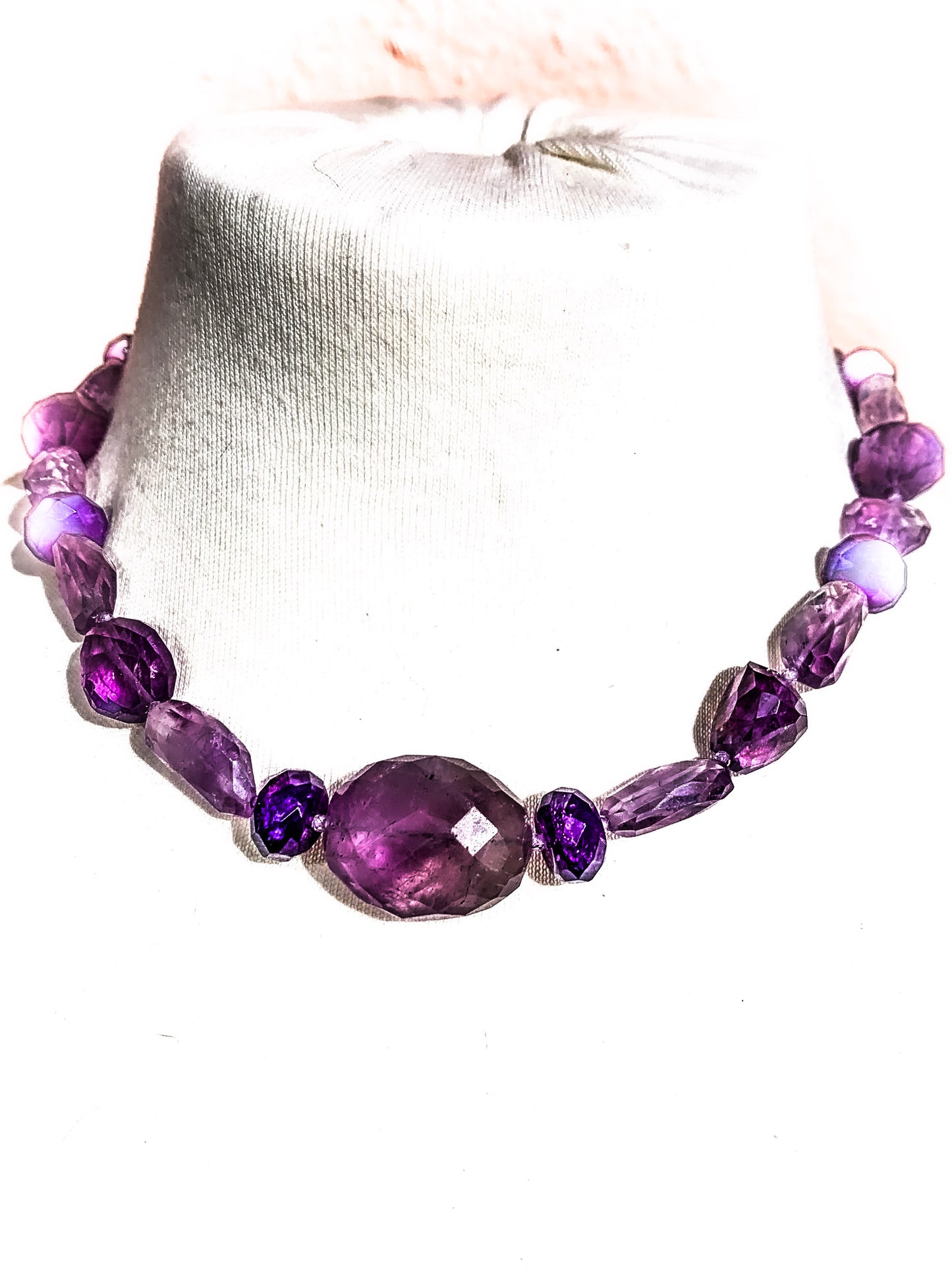 HAUTE : 3 Colour Amethyst and Cubic Zirconia Necklace / H 38