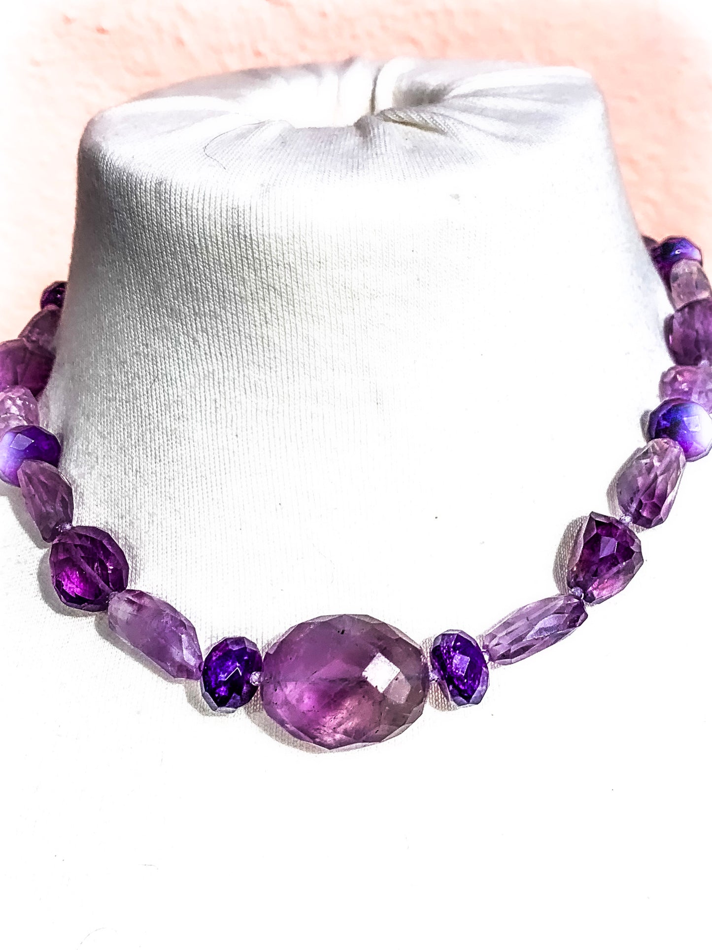 HAUTE : 3 Colour Amethyst and Cubic Zirconia Necklace / H 38