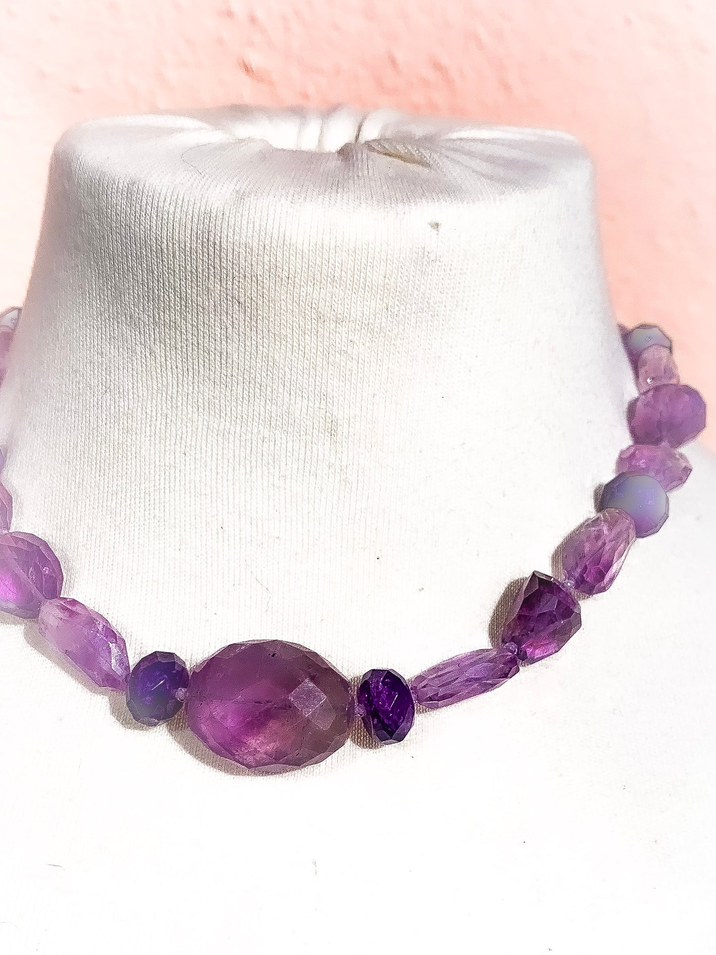 HAUTE : 3 Colour Amethyst and Cubic Zirconia Necklace / H 38