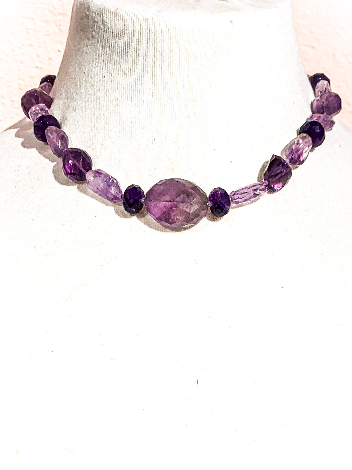HAUTE : 3 Colour Amethyst and Cubic Zirconia Necklace / H 38