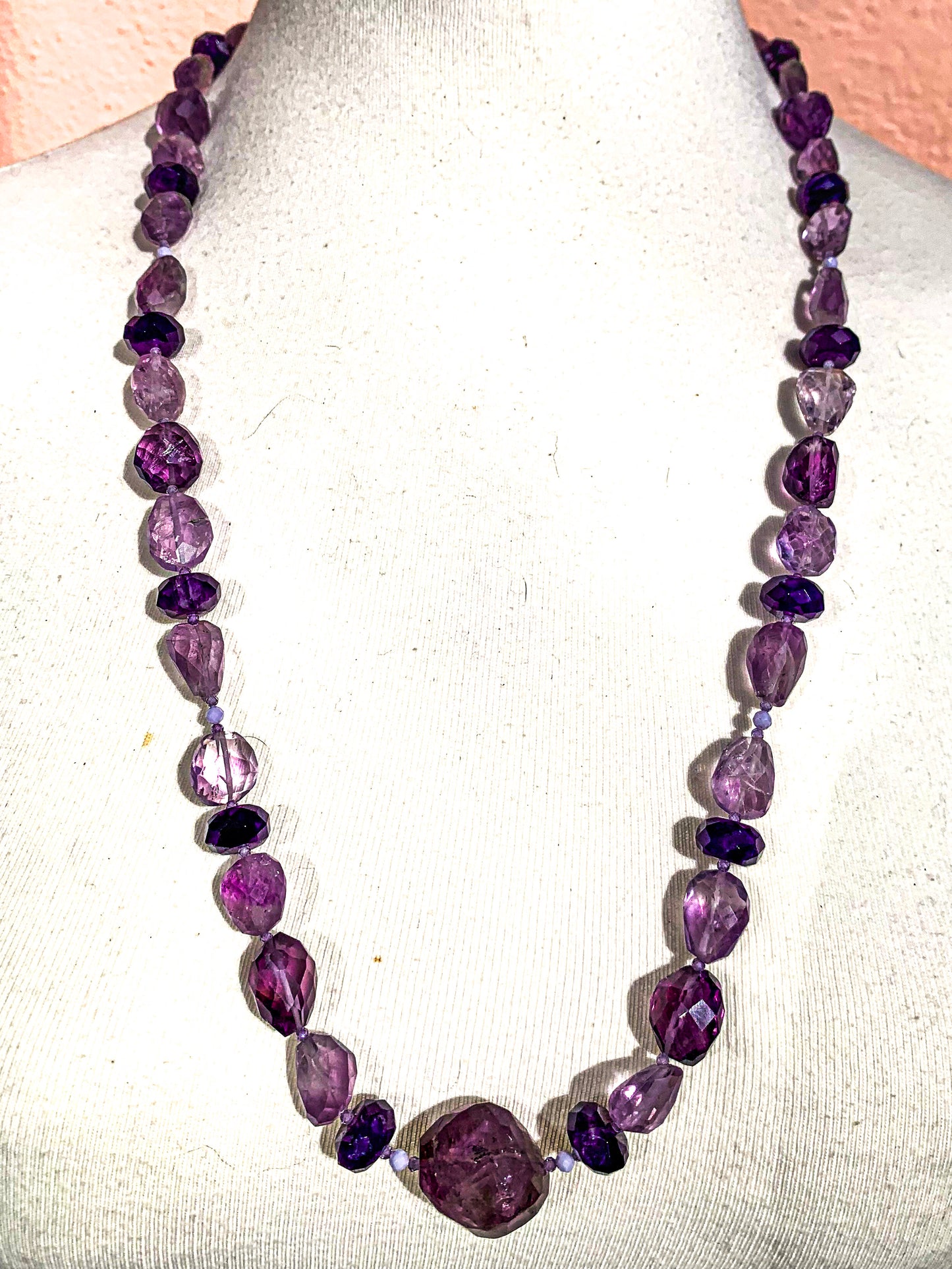 HAUTE : 3 colour Amethyst, CZ & Rock Crystal Necklace / H39