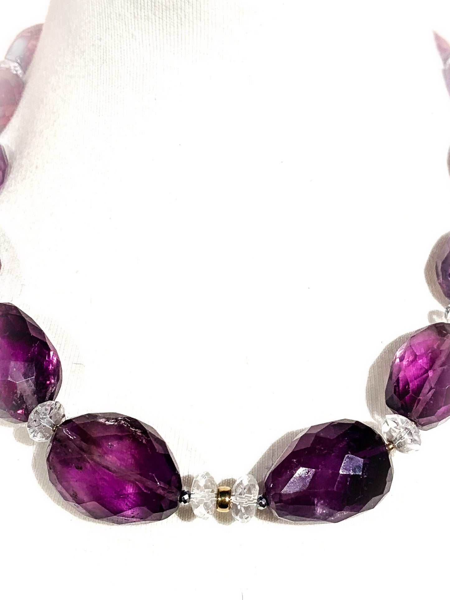 HAUTE : Amethyst, Rock Crystal, Hematite, Solid Gold Necklace / H36