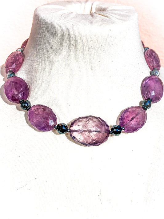 HAUTE : Amethyst & Hematite Necklace / H37