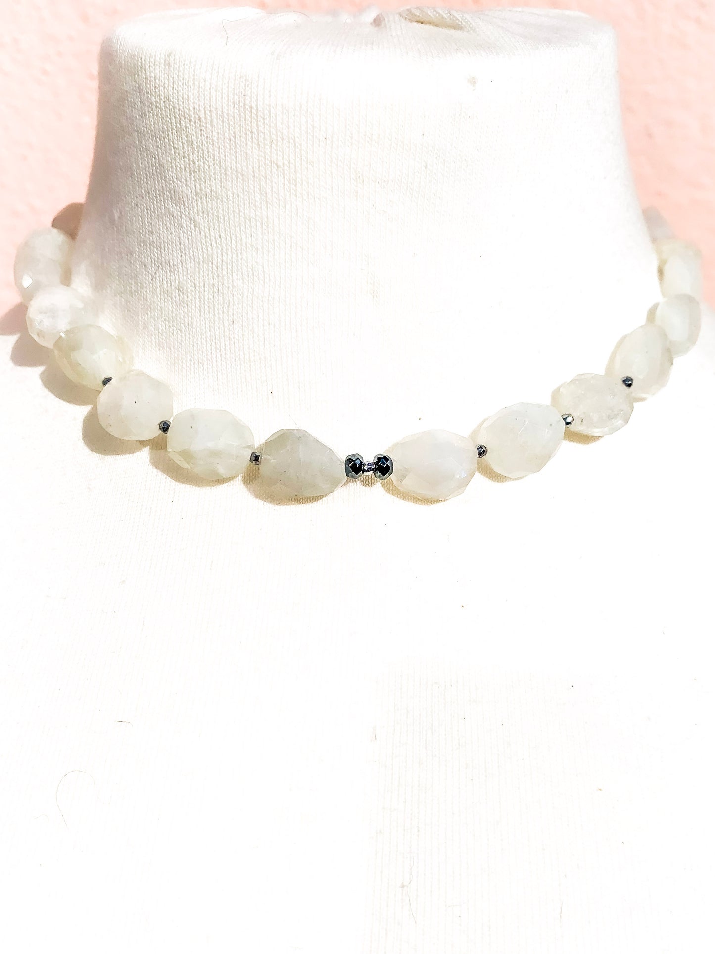 HAUTE ; Moonstone & Hematite Necklace / H40