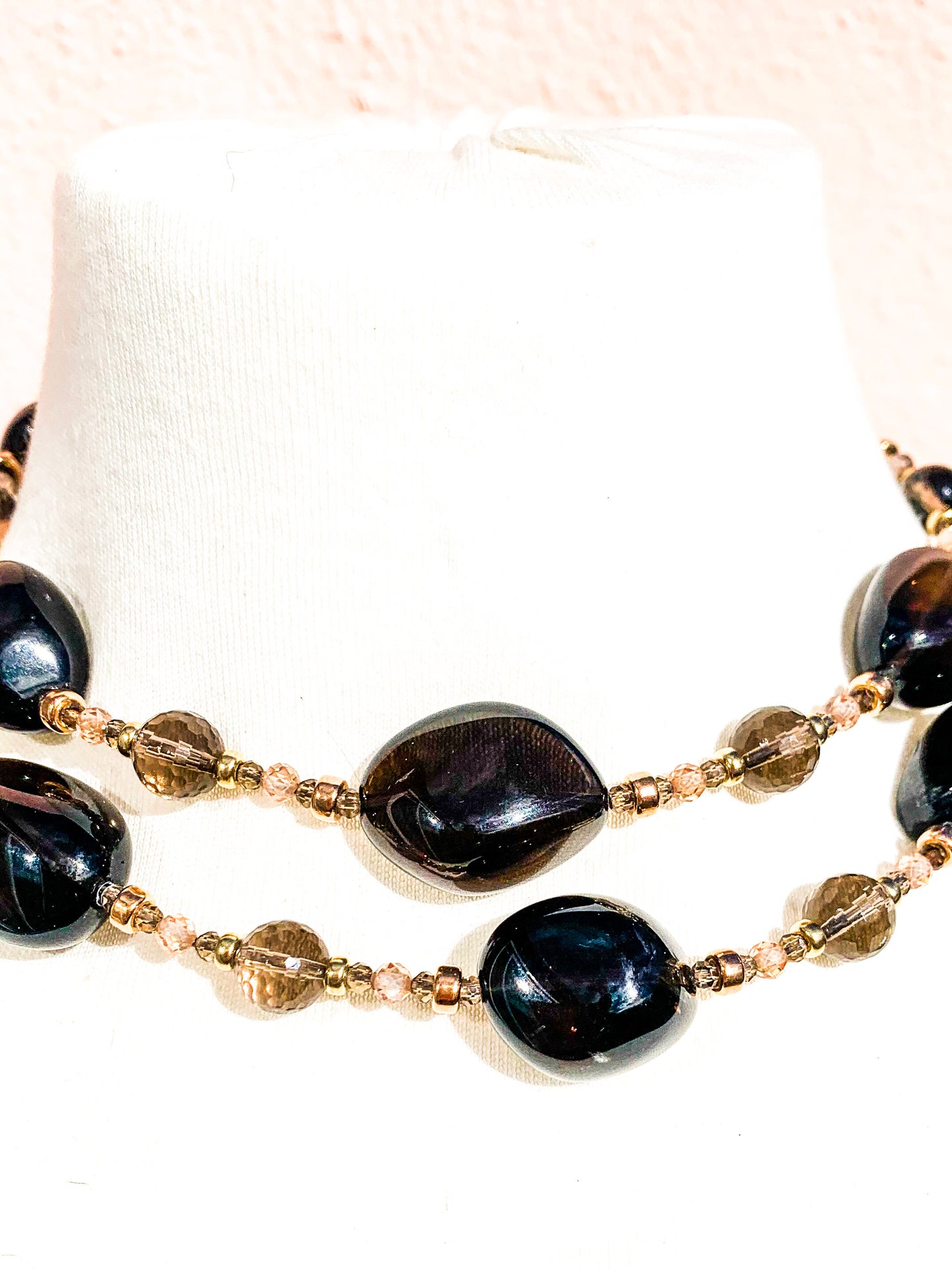 HAUTE : Smokey Quartz, Solid Yellow Gold, Rose Gold Filled, CZ Necklace / H26