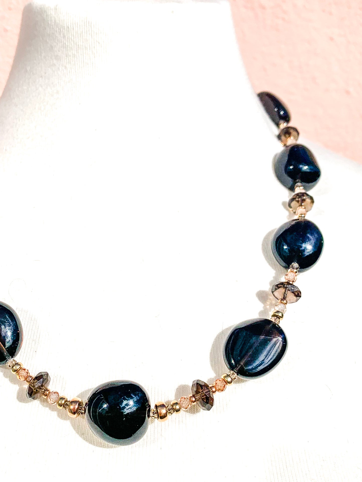 HAUTE - Smokey Quartz, Solid Yellow Gold, Rose Gold Filled, CZ Necklace / H 25