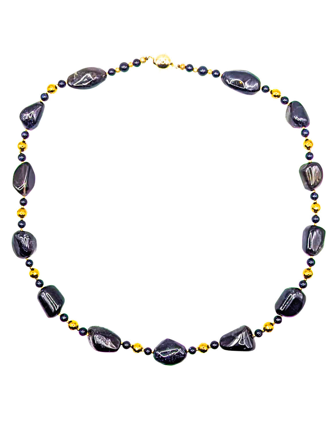 HAUTE : Iolite, Hematite, Goldstone Necklace / H35