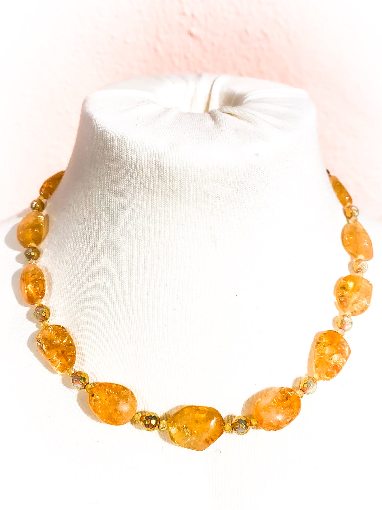HAUTE: Citrine, Hematite and Cubic Zirconia Necklace /H2