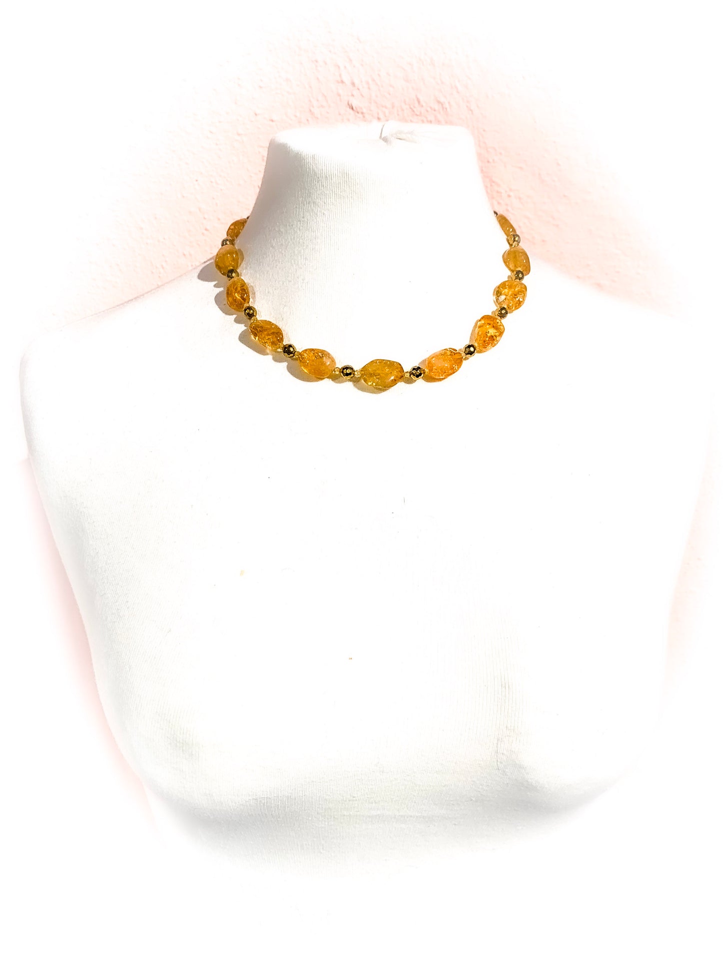 HAUTE : Citrine, Cubic Zirconia and Solid Gold Necklace /H1