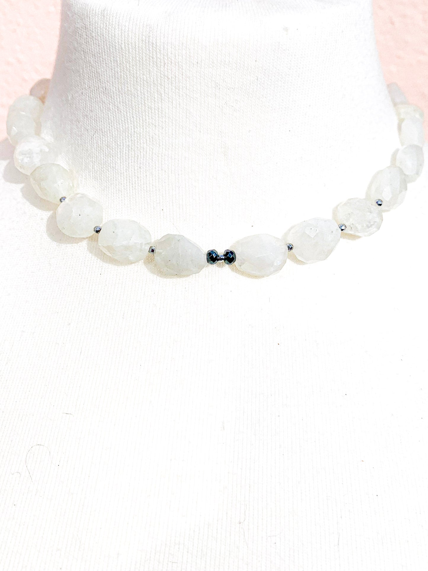 HAUTE ; Moonstone & Hematite Necklace / H40