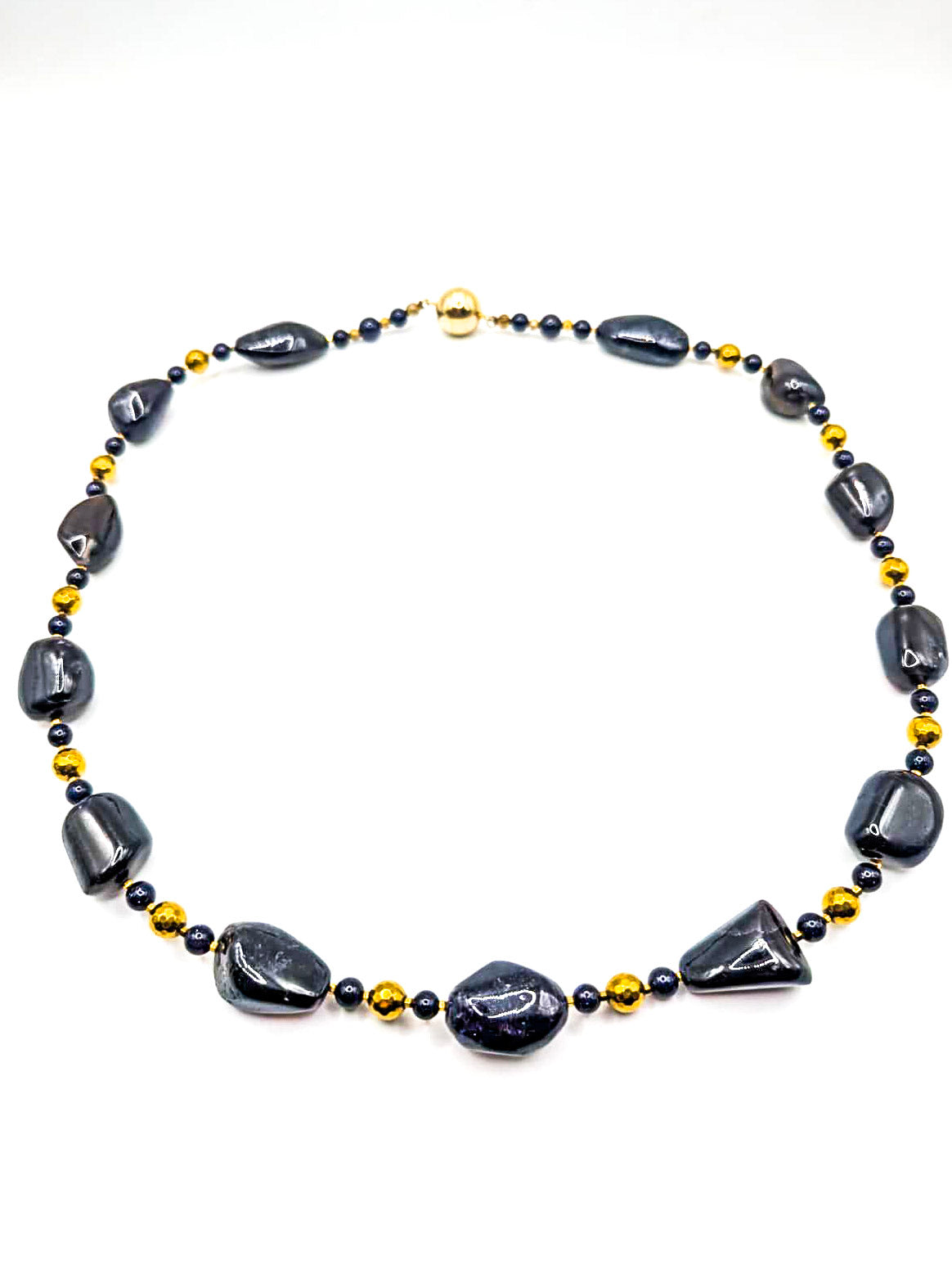 HAUTE : Iolite, Hematite, Goldstone Necklace / H35