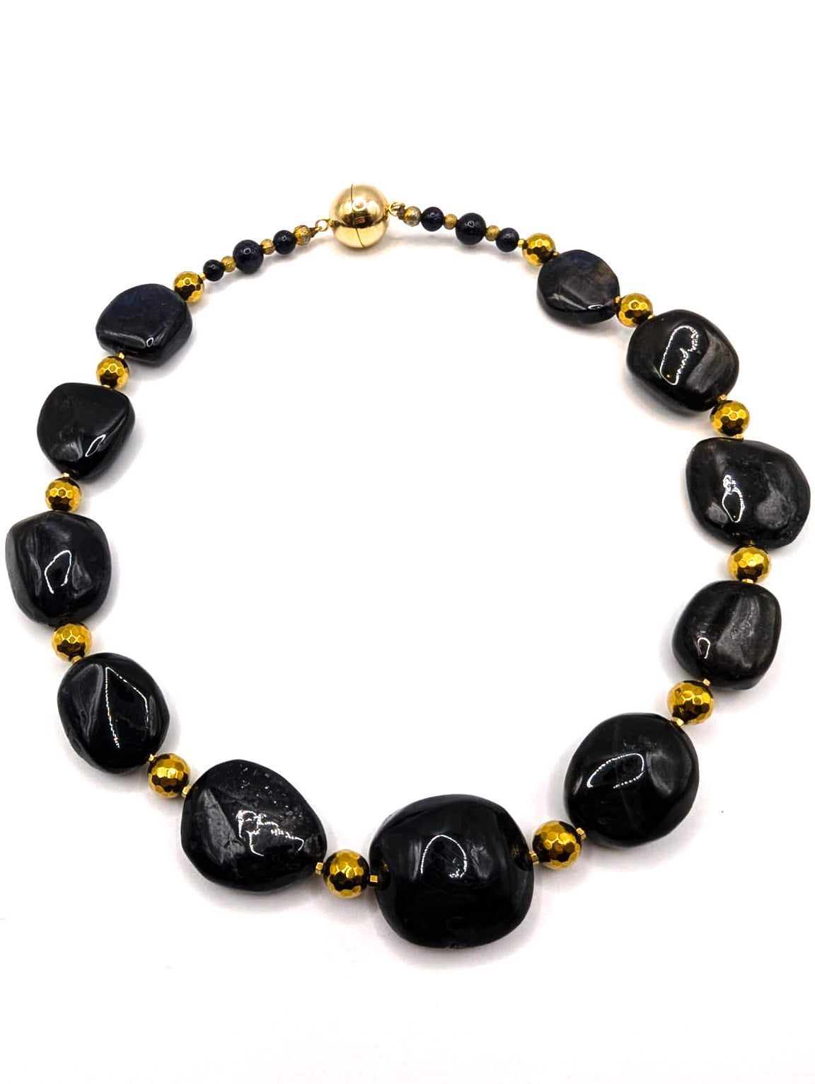 HAUTE : Iolite, Hematite, Goldstone Necklace H/34