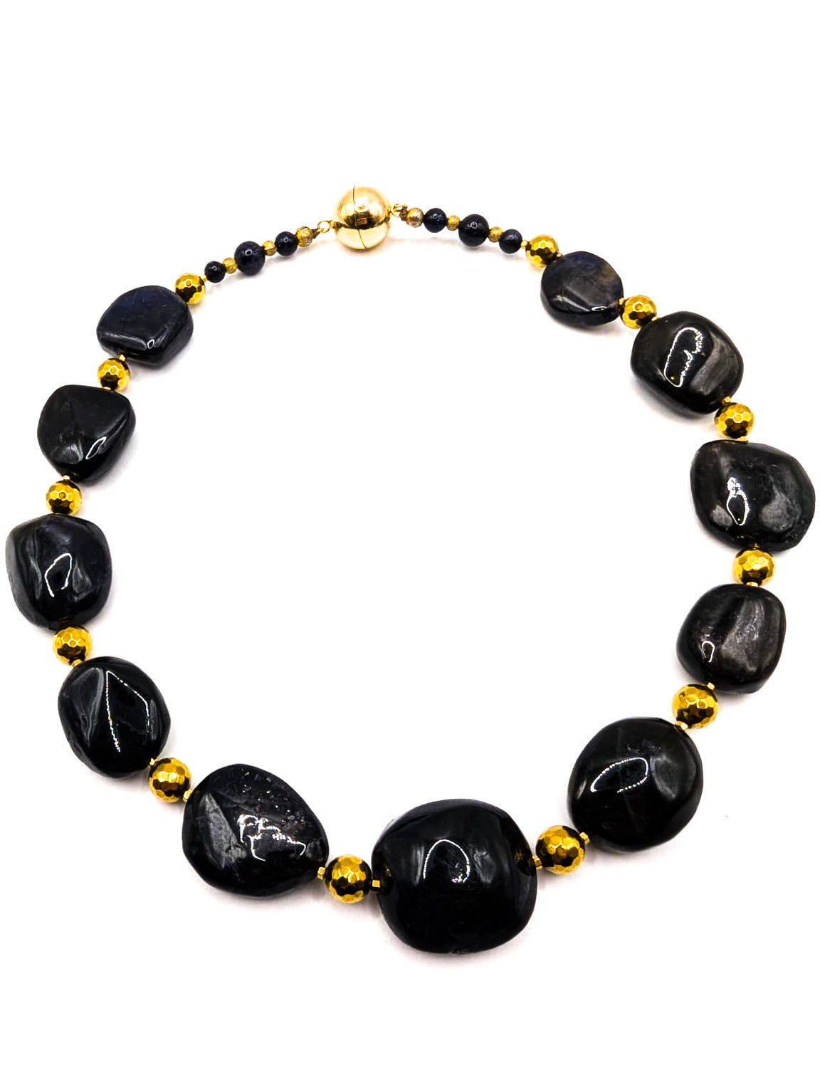 HAUTE : Iolite, Hematite, Goldstone Necklace H/34