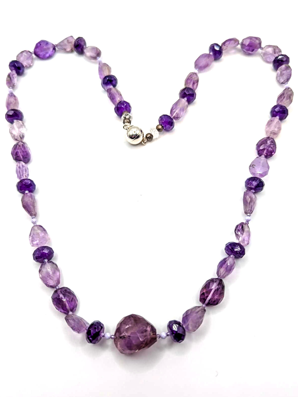 HAUTE : 3 colour Amethyst, CZ & Rock Crystal Necklace / H39