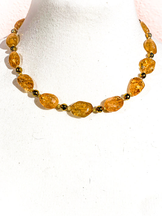 HAUTE: Citrine, Hematite and Cubic Zirconia Necklace /H2