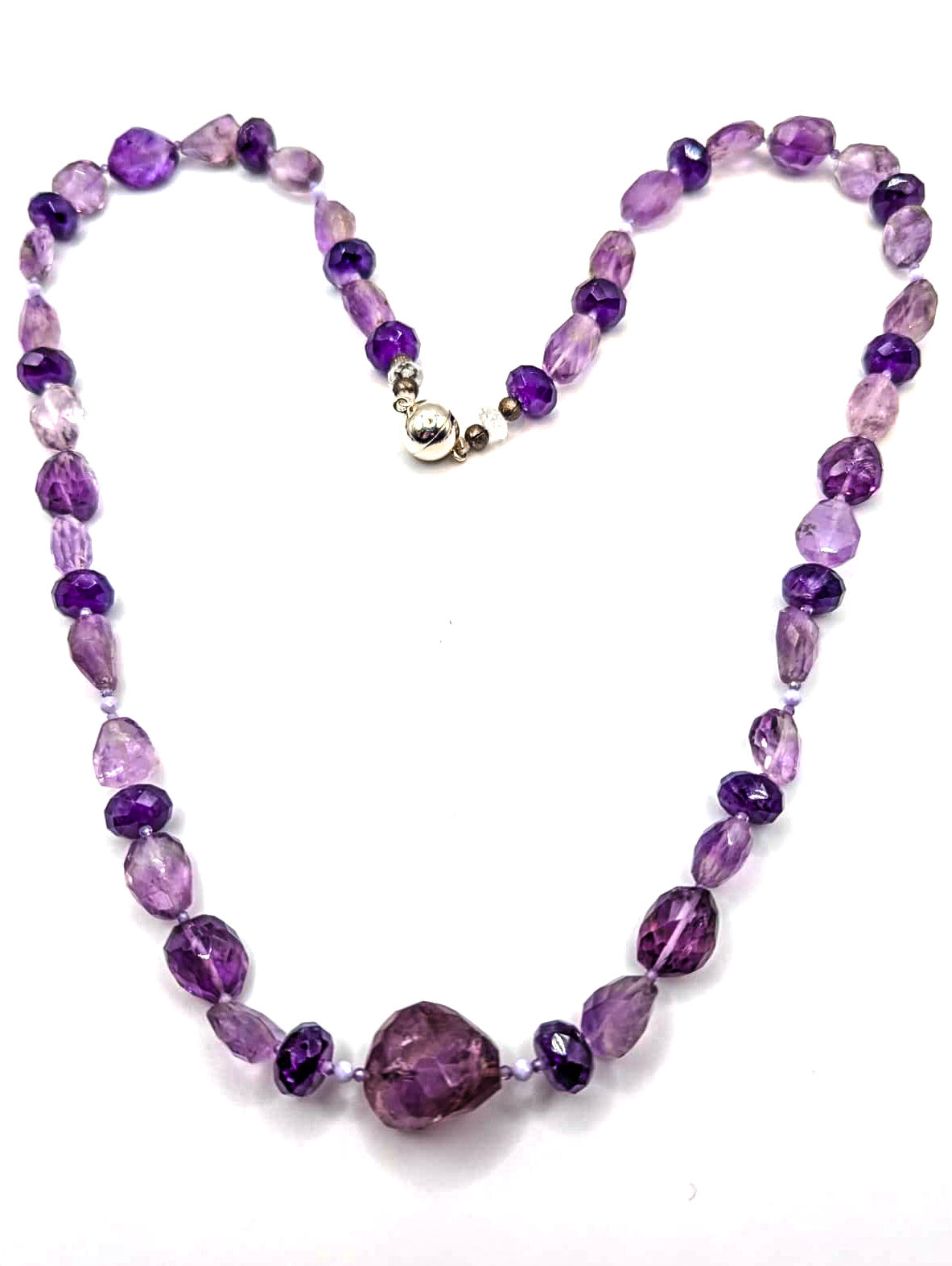 HAUTE : 3 colour Amethyst, CZ & Rock Crystal Necklace / H39