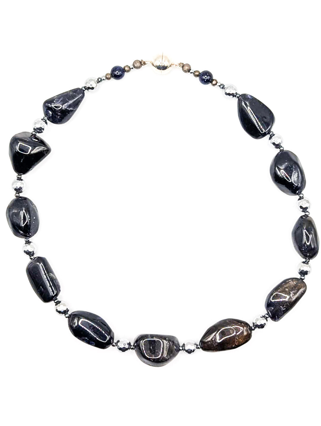 HAUTE : Iolite, Hematite,Goldstone Necklace / H32