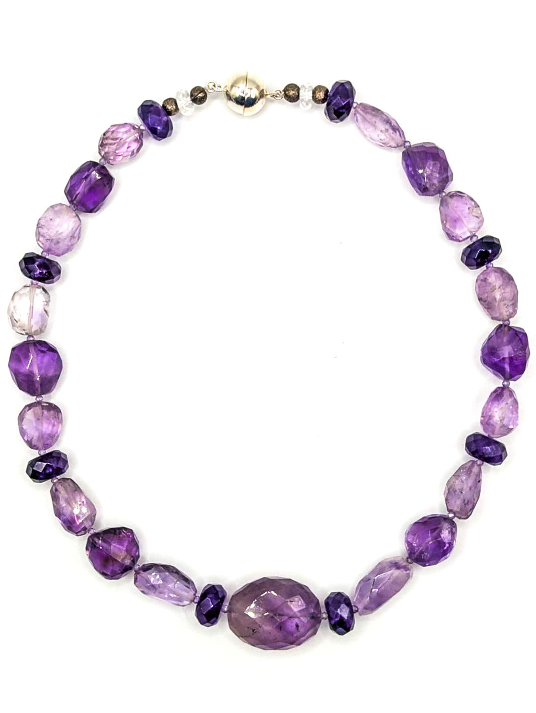 HAUTE : 3 Colour Amethyst and Cubic Zirconia Necklace / H 38