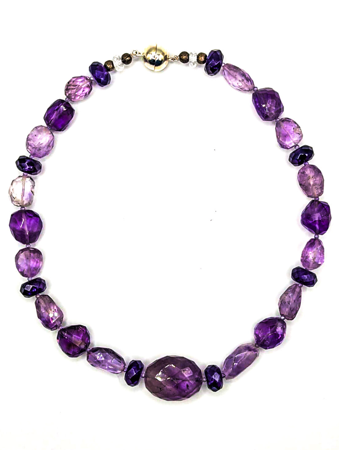 HAUTE : 3 Colour Amethyst and Cubic Zirconia Necklace / H 38