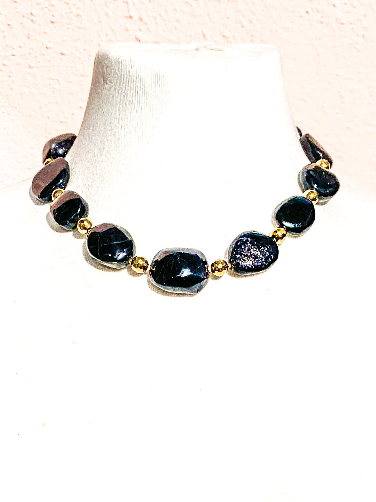 HAUTE : Iolite, Hematite, Goldstone Necklace H/34