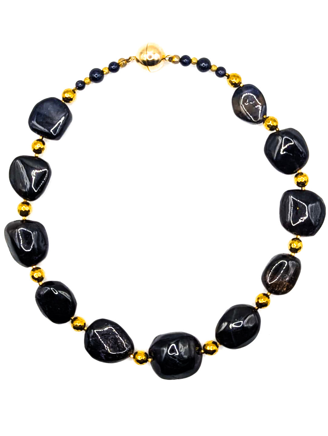 HAUTE : Iolite, Hematite, Goldstone Necklace H/34