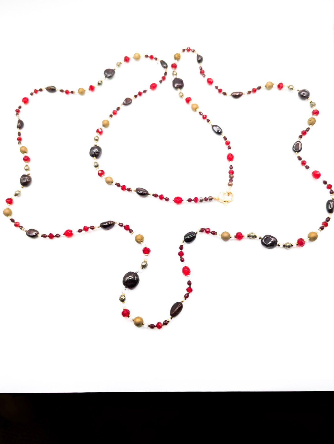 HAUTE : COSMOS Collection - Garnet, Pyrite, Hematite, Electroplated Quartz, Glass Necklace / H47