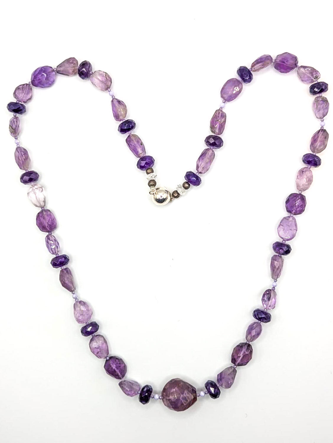 HAUTE : 3 colour Amethyst, CZ & Rock Crystal Necklace / H39