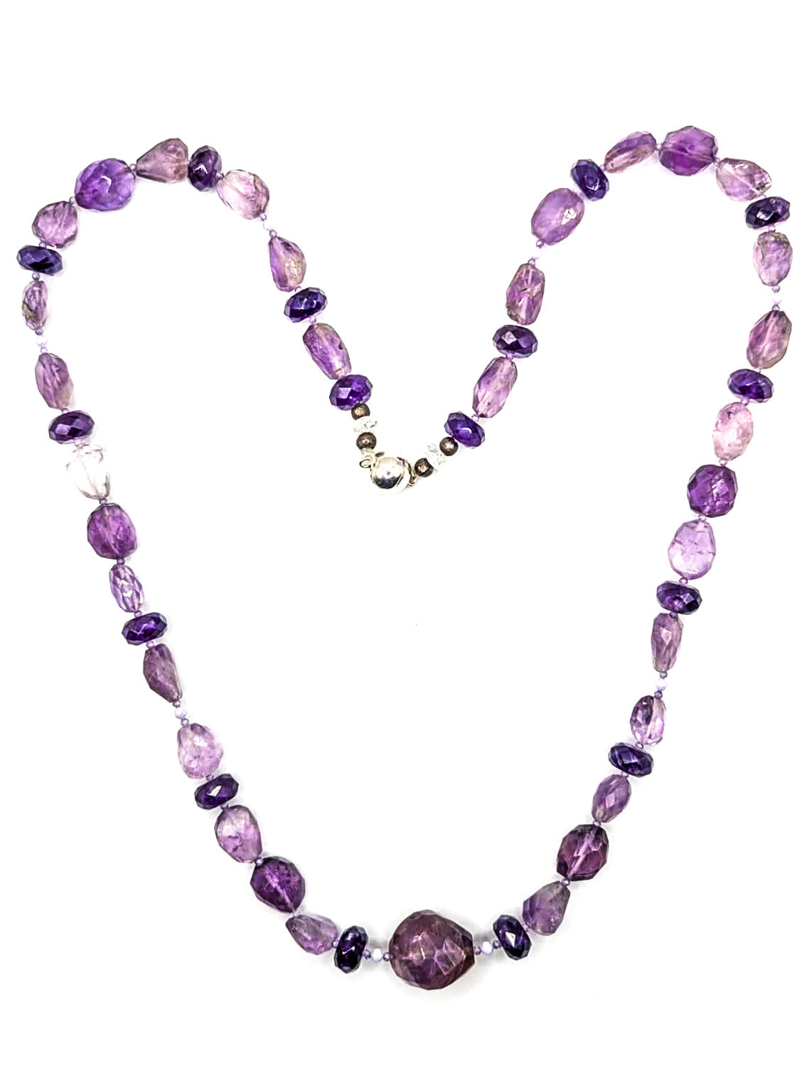 HAUTE : 3 colour Amethyst, CZ & Rock Crystal Necklace / H39